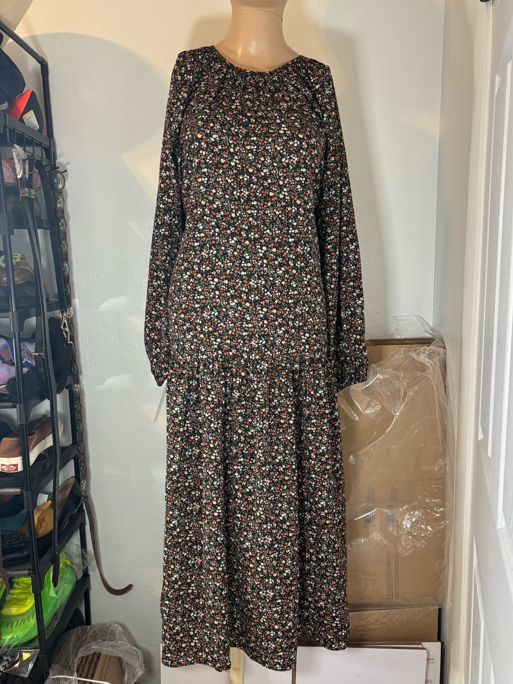Women's Floral Long Sleeve Maxi Dress